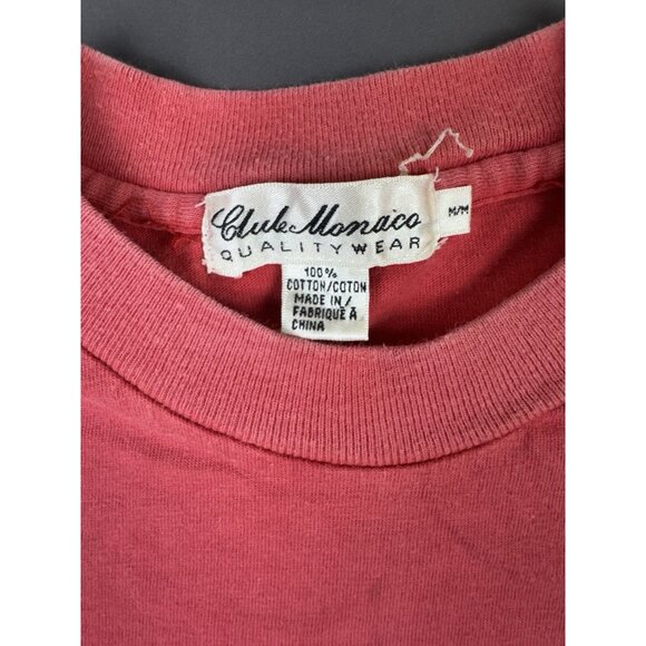 Vintage 90s Club Monaco Quality Wear Red Shirt C L U B Spell Out Design Rare Tee - Picture 9 of 11